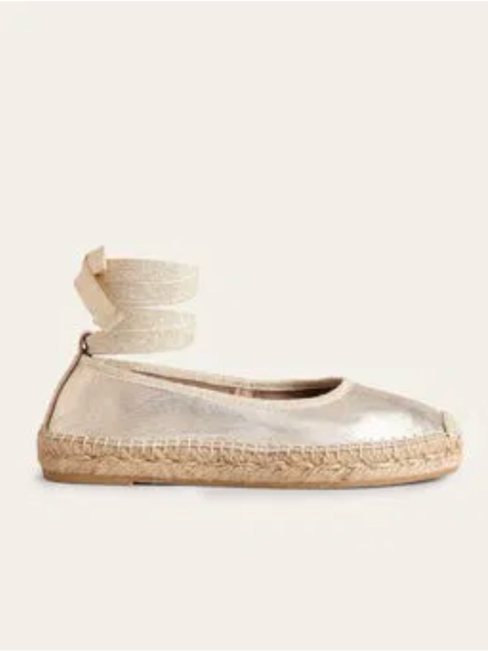 BODEN Ankle Tie Espadrilles/gold foil